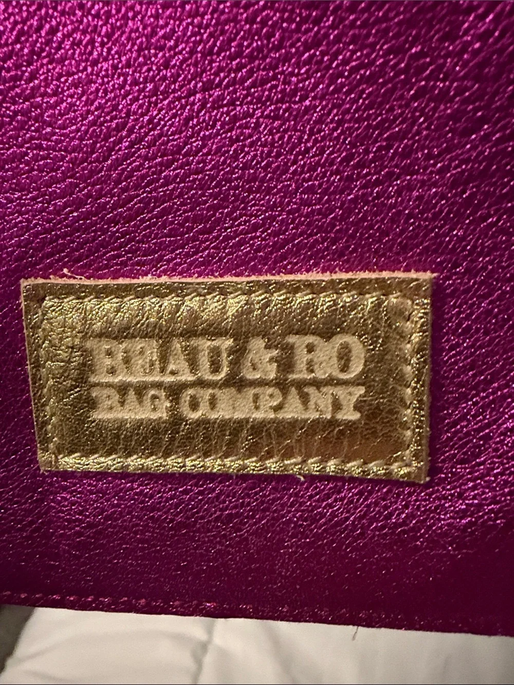 Beau & Ro Fuchsia Metallic Wristlet with Gold Accents